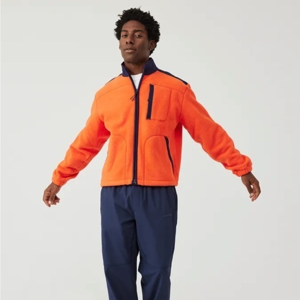 Outdoor voices orange/navy fleece full zip size medium NWT